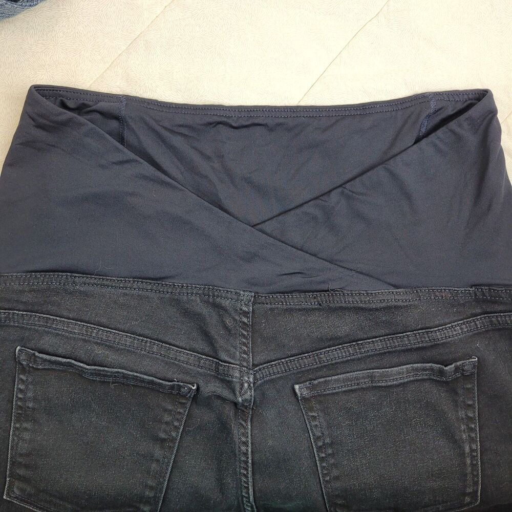 Isabel Maternity Bermuda Shorts Women's 18 Black Denim Belly Band Cotton Blend - Picture 4 of 11